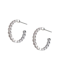 Round Bezel Set Hoop Earrings