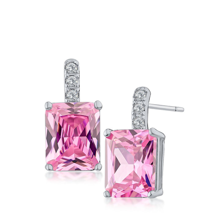 Small Pink CZ Drop Earrings