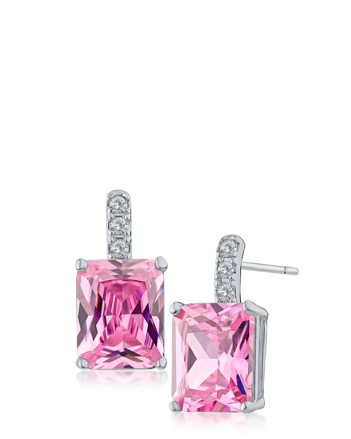 Small Pink CZ Drop Earrings