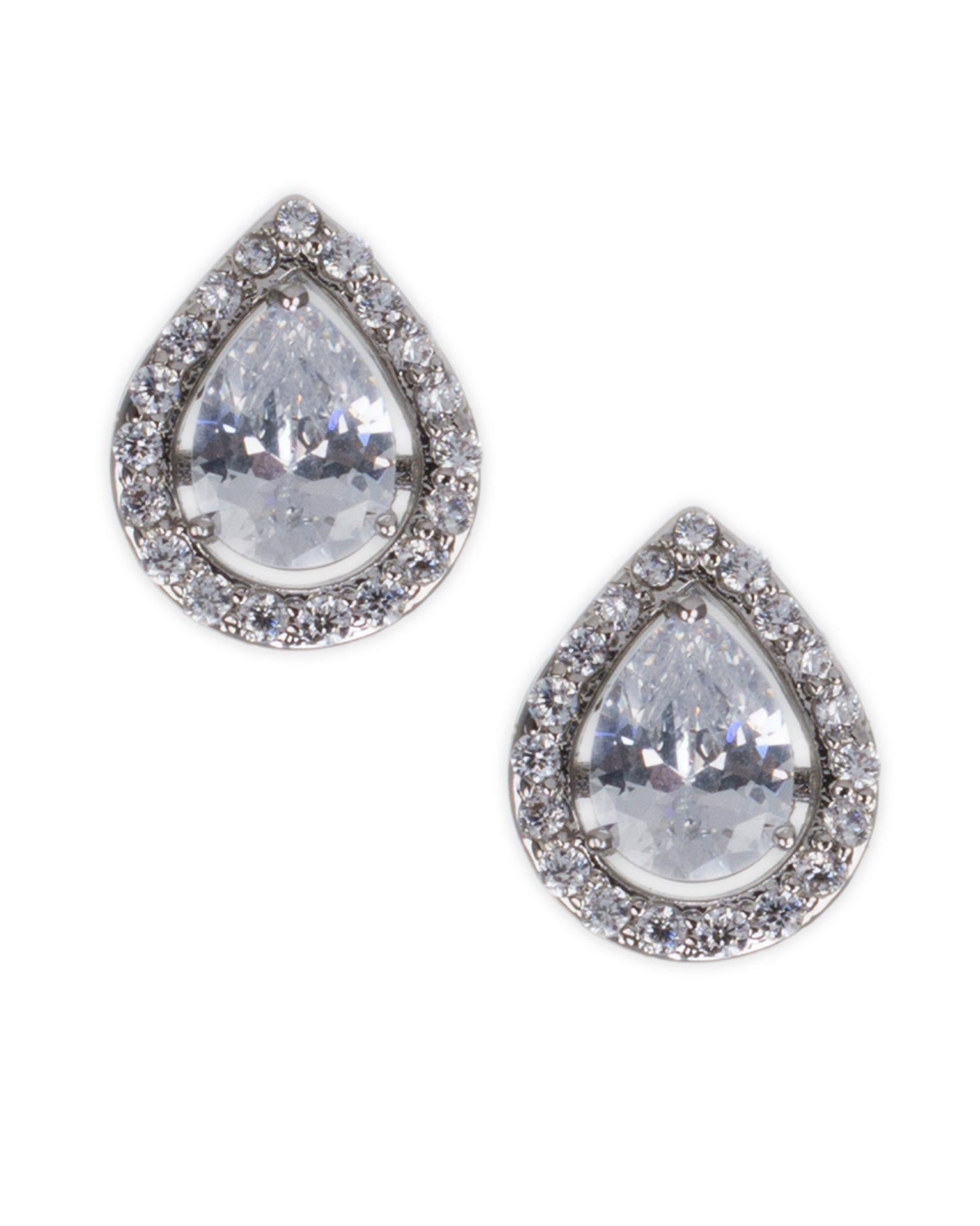 Pear CZ Halo Studs