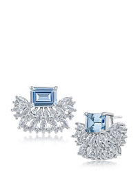 Emerald CZ Cluster Earrings