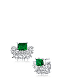 Emerald CZ Cluster Earrings