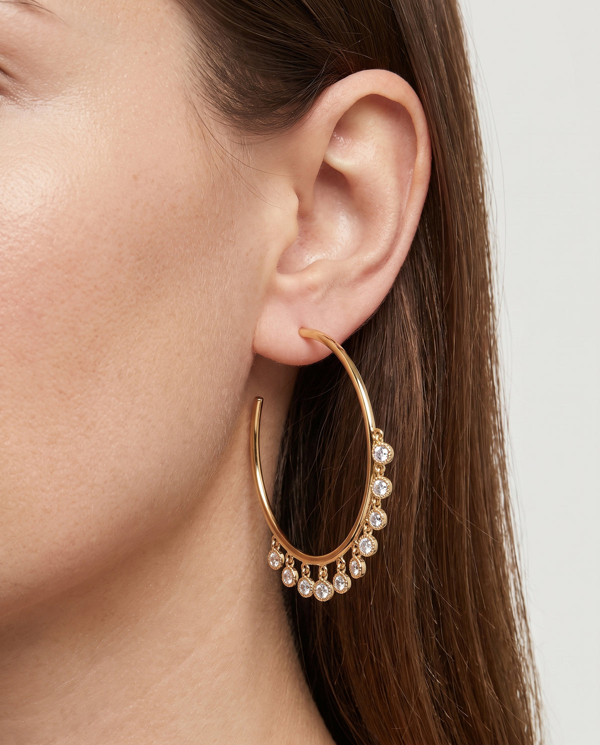 Hoop Earring with Dangling CZ