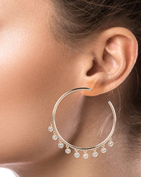 Hoop Earring with Dangling CZ