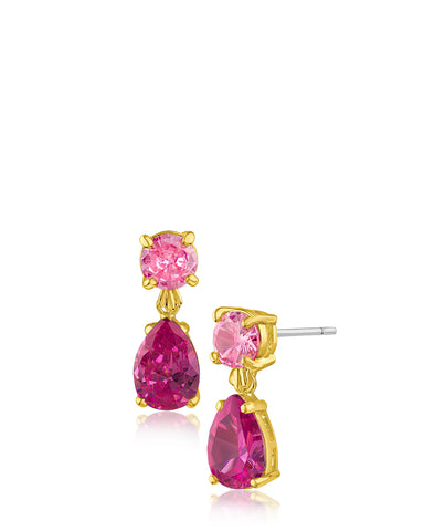 Pink and Peridot Two Tone Earrings