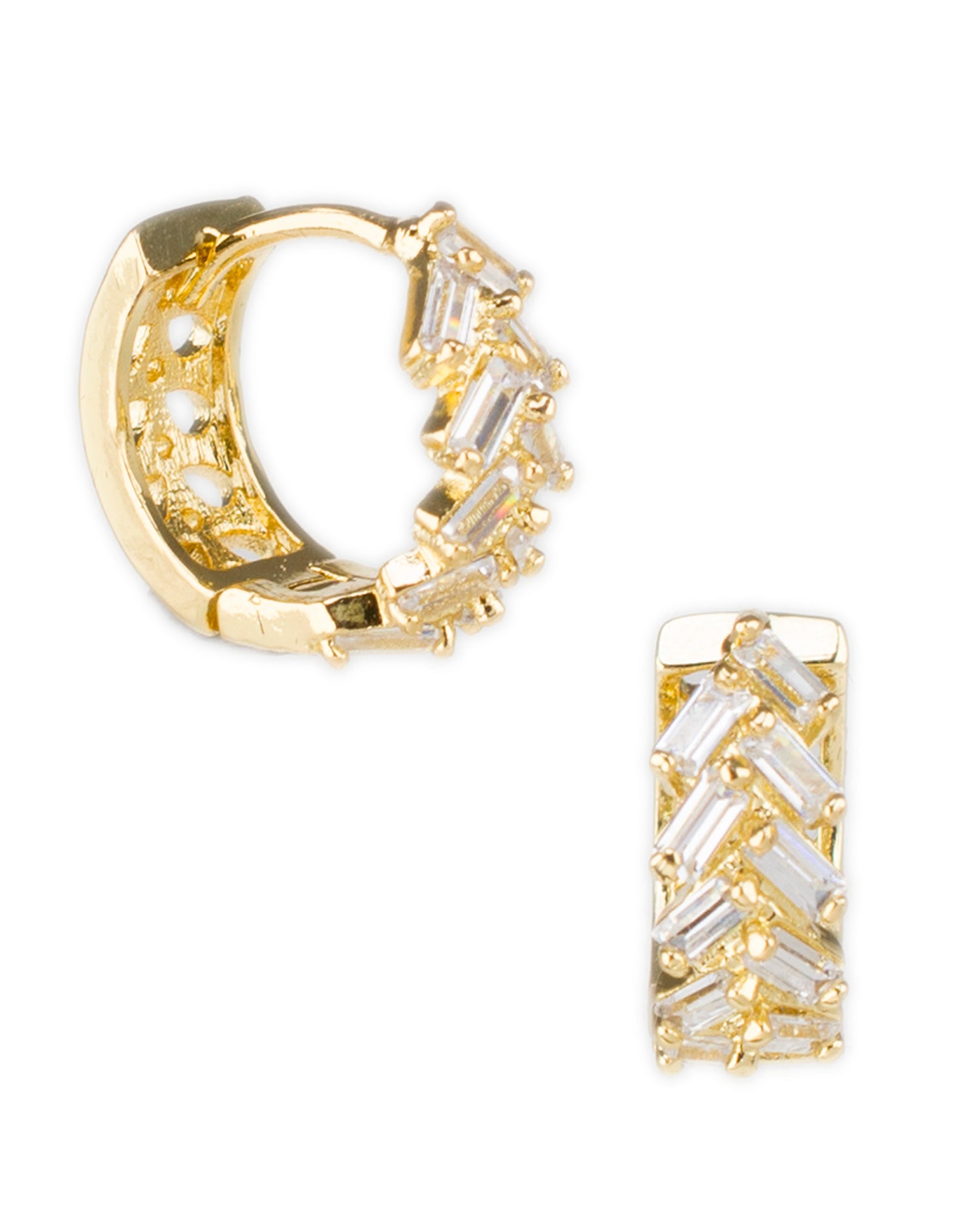 Baguette CZ Chevron Huggie Hoop Earrings – CZ by Kenneth Jay Lane