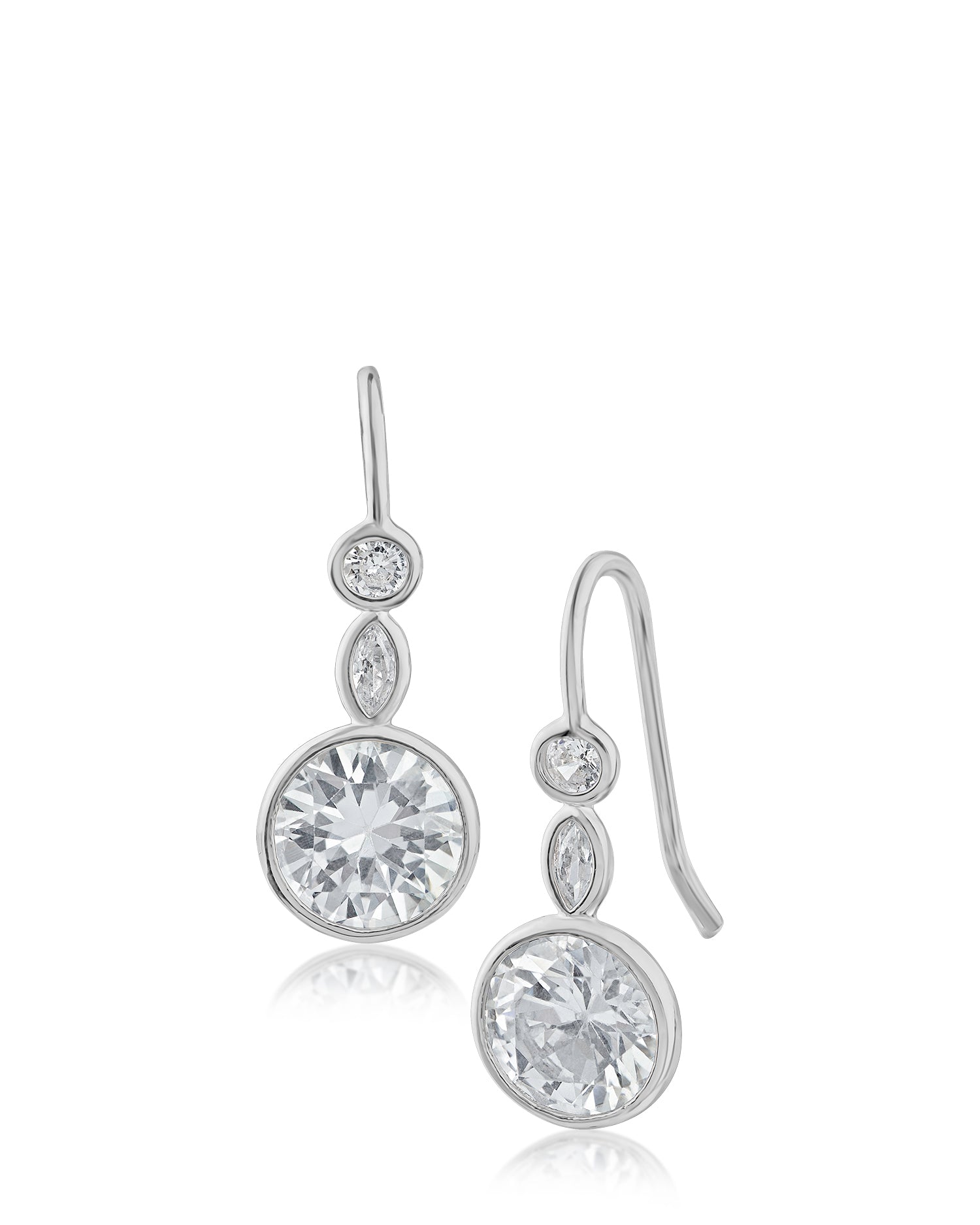 Round and Marquise CZ Wire Earrings