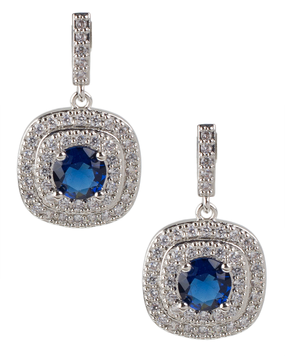 Double Halo Drop Earrings