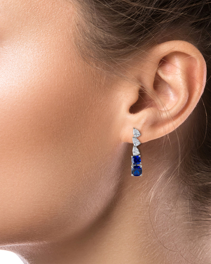 Sapphire Graduated Linear Drop Earrings