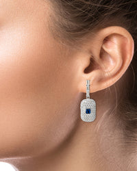 Blue Sapphire Baguette Drop Earrings