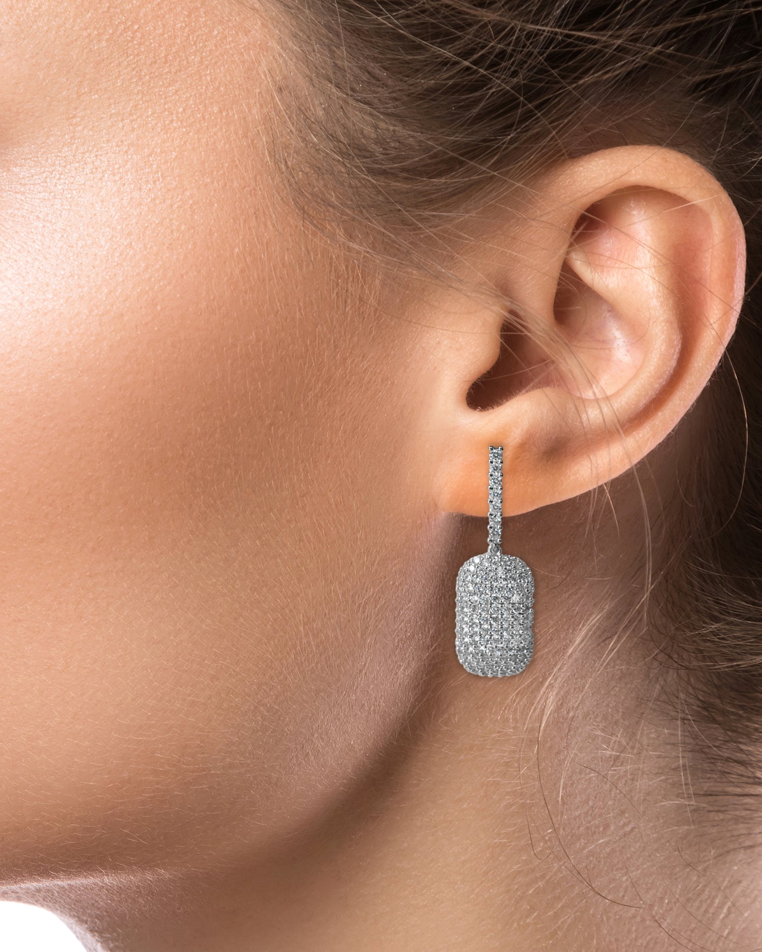 Pave Rectangle Drop Earrings