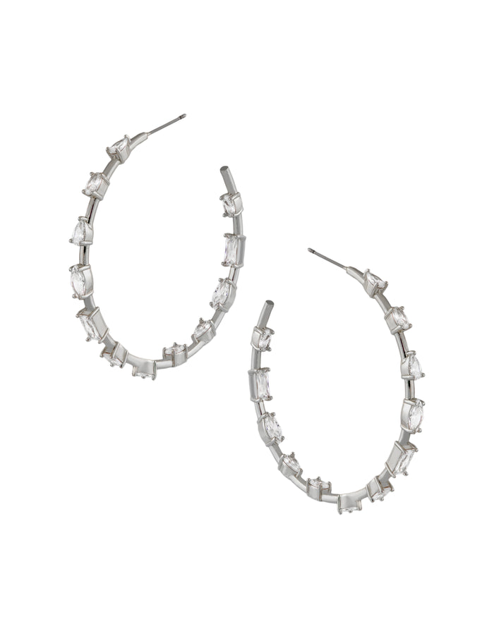 Multi CZ Inside-Out Hoop Earrings