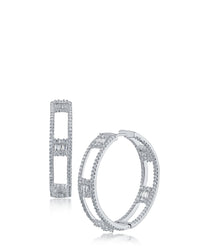 Baguette and Pave Statement Hoop Earrings