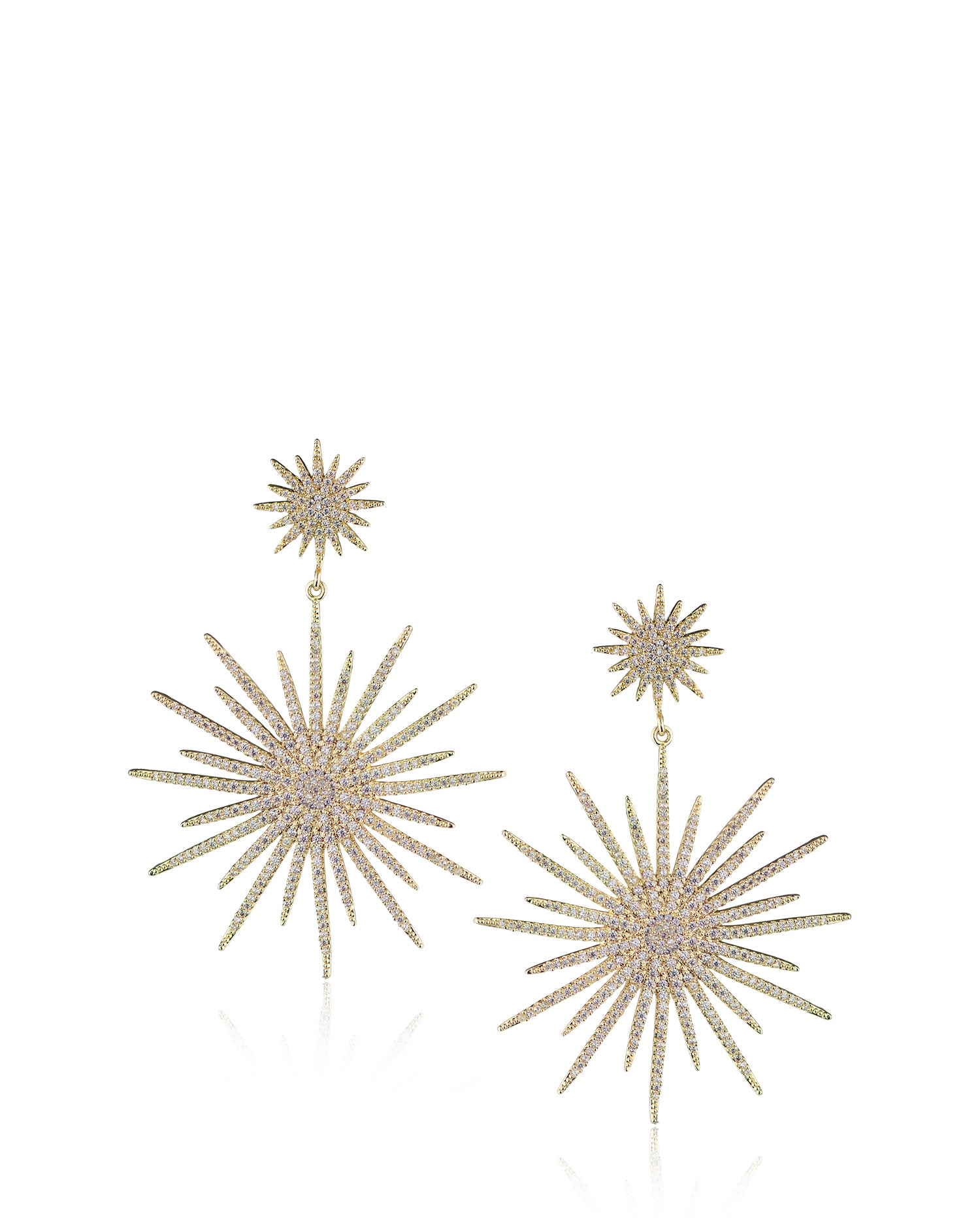 Pave Double Starburst Earrings