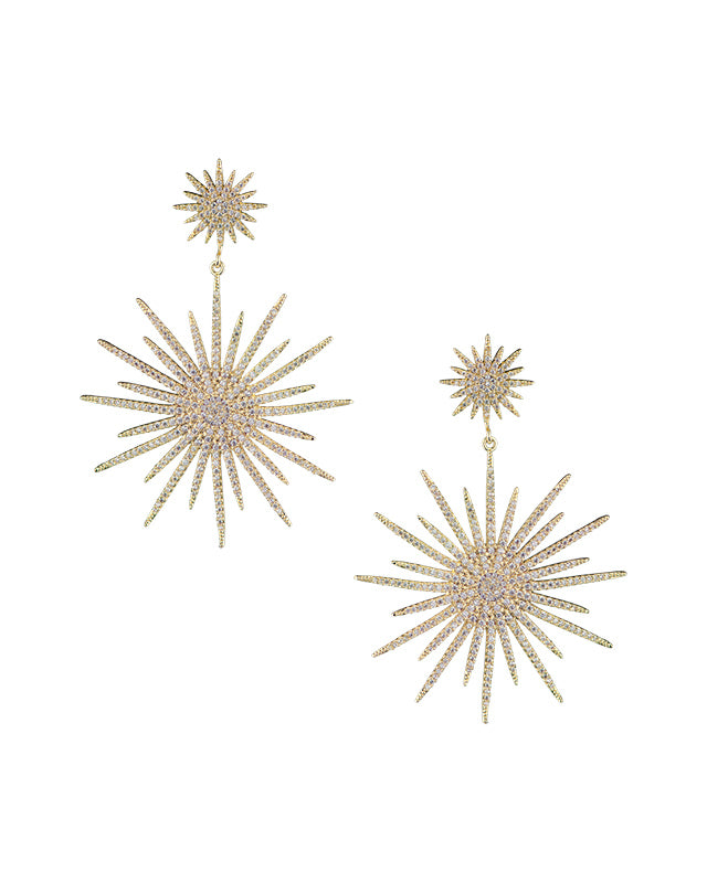Pave Double Starburst Earrings