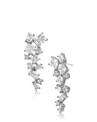 Mixed-Cut CZ Climber Drop Earrings