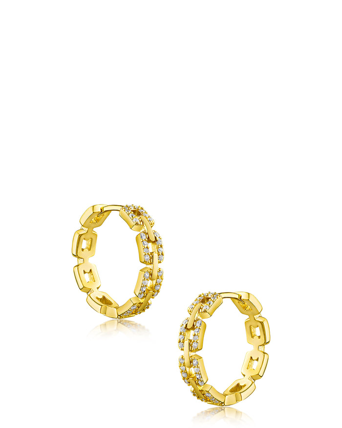 Pave Delicate Link Hoop Earrings