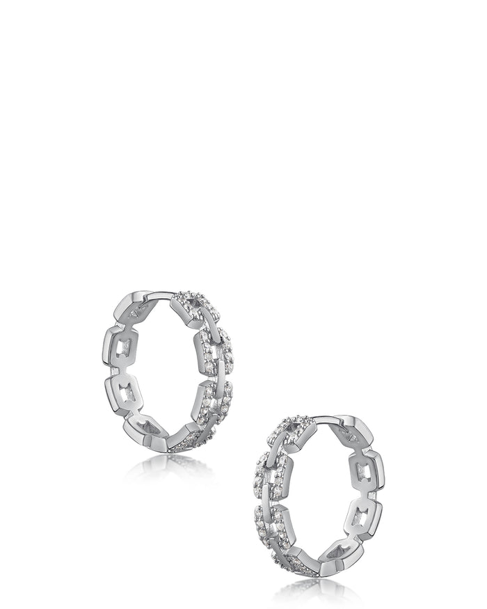 Pave Delicate Link Hoop Earrings