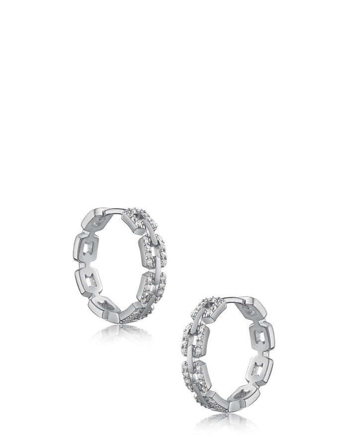 Pave Delicate Link Hoop Earrings