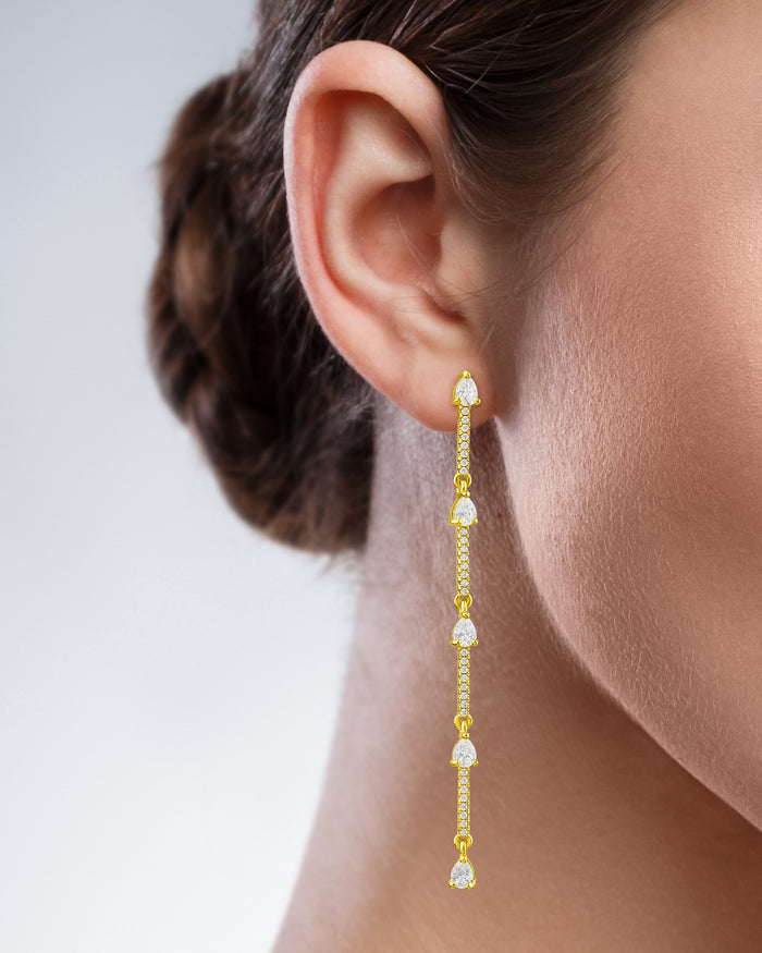 Pear and Pave CZ Drop Earrings