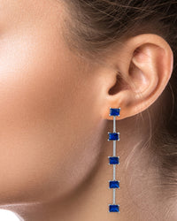 Blue Sapphire CZ Drop Earrings