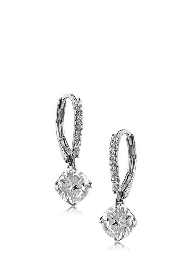 Round CZ Leverback Earrings