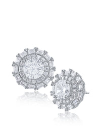 Round and Baguette CZ Deco Studs