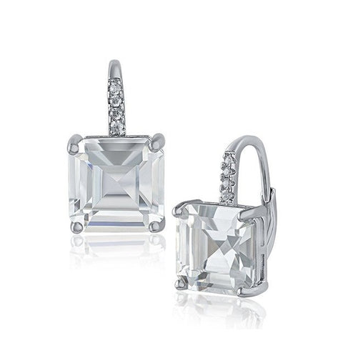 Pave Cubic Zirconia Double Marquise Drop Earring