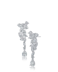 Pear and Marquise Cluster Drop Earrings