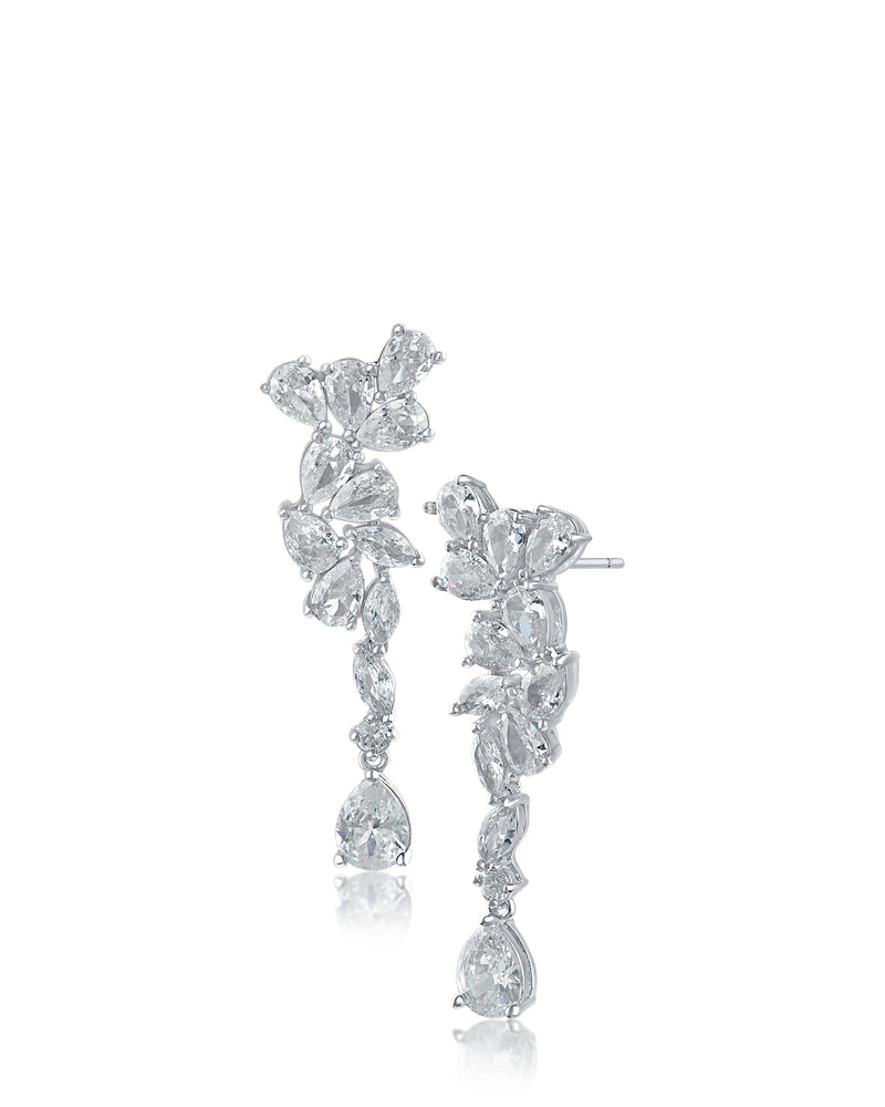 Pear and Marquise Cluster Drop Earrings