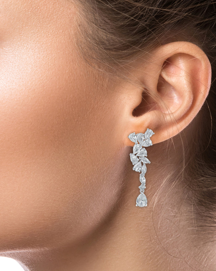 Pear and Marquise Cluster Drop Earrings