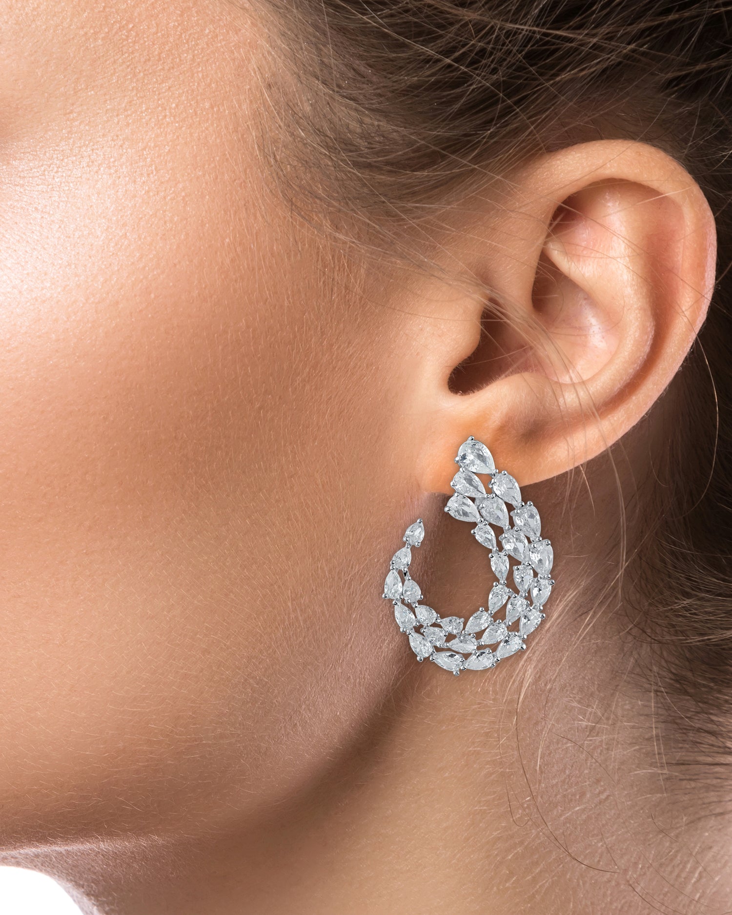 Pear CZ Swirl Earrings