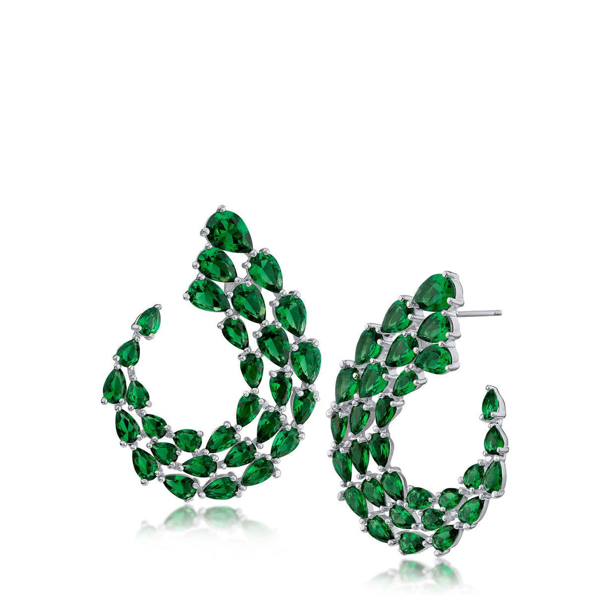 Pear CZ Swirl Earrings