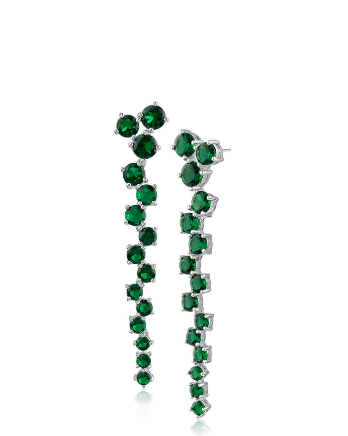 Round CZ Scattered Drop Earrings