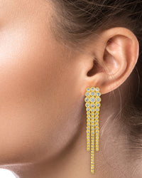 Round CZ Bezel Fringe Earrings