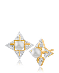 Trillion CZ and Glass Pearl Earrings