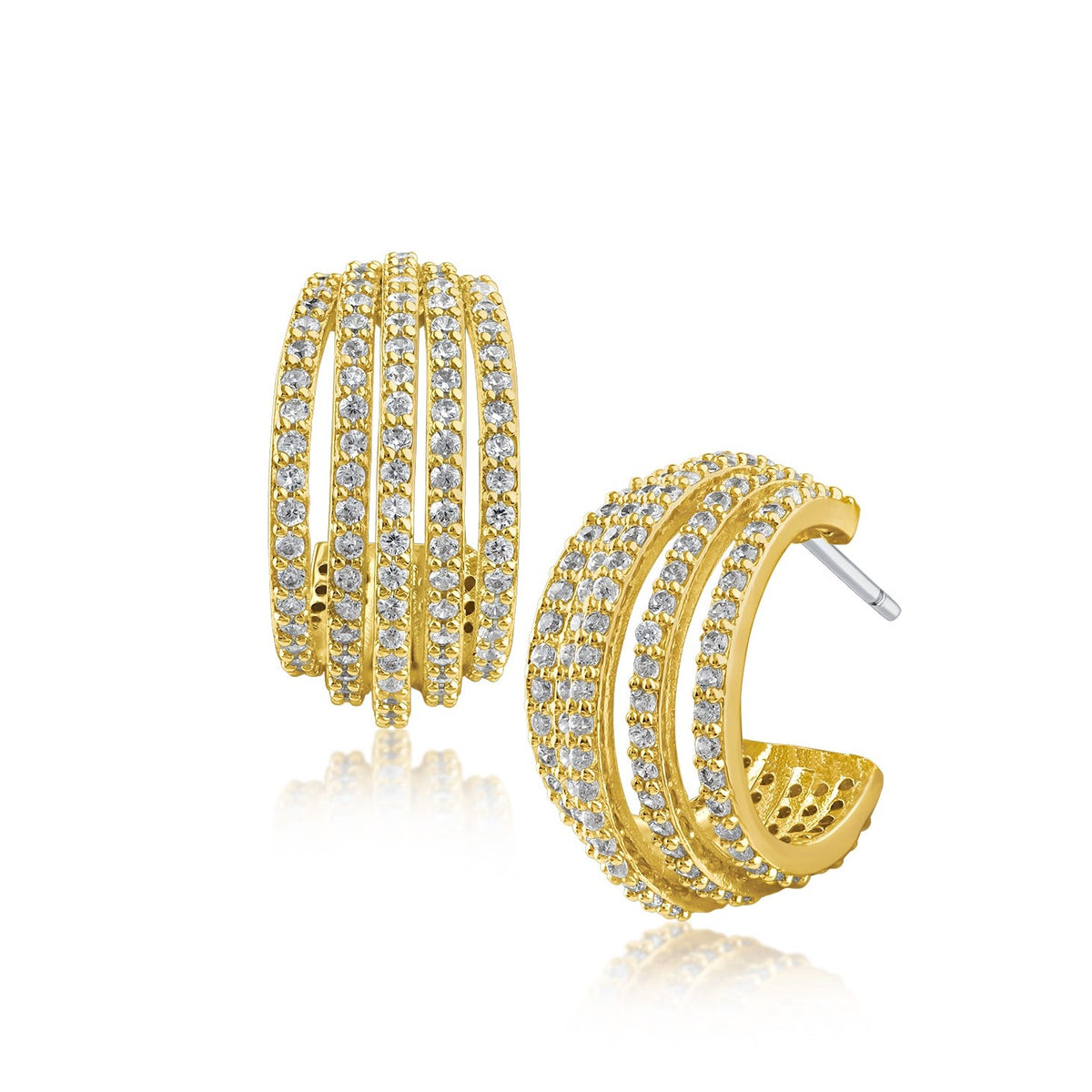 5 Row CZ Half Hoop Earrings