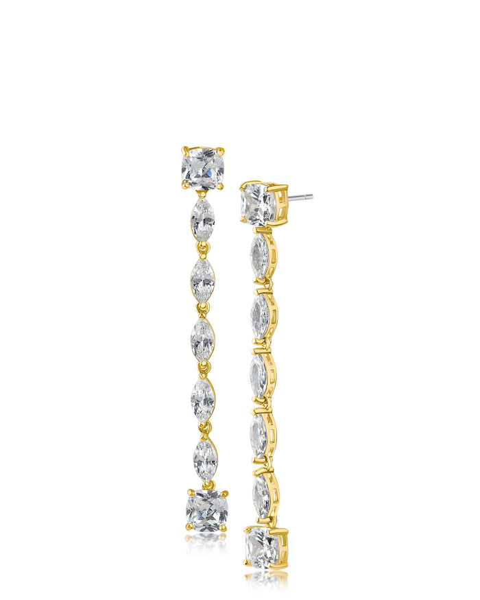 Cushion and Marquis CZ Drop Earrings