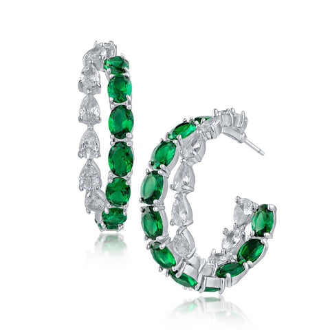 Emerald CZ Button Earrings
