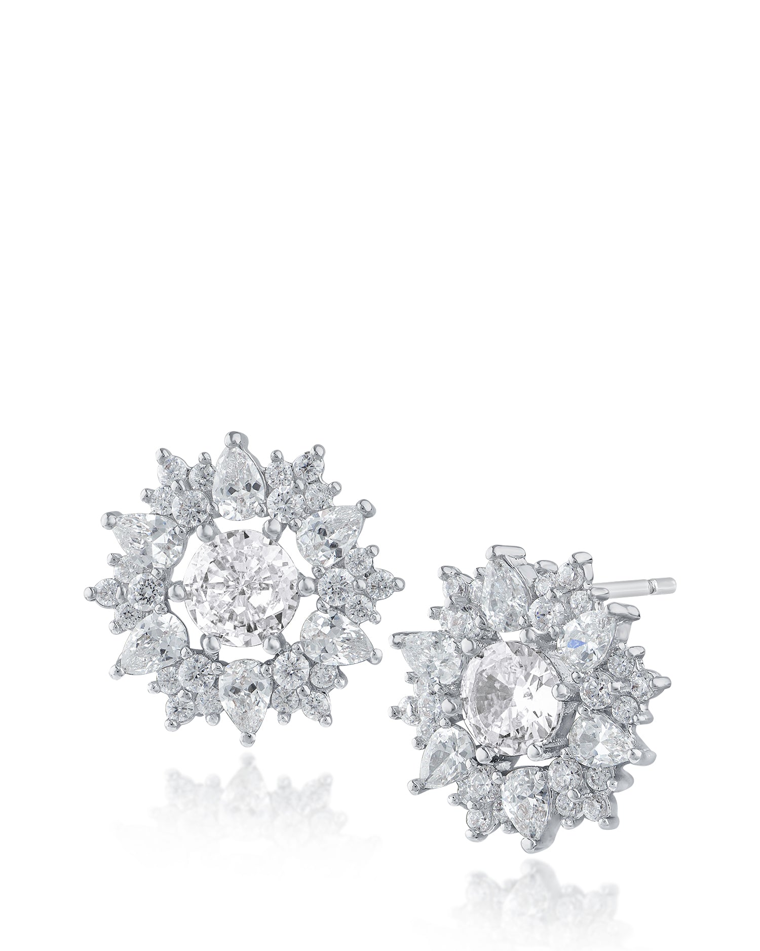 Round and Pear CZ Starburst Earring