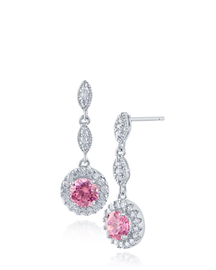 Pink CZ Delicate Drop Earrings