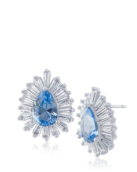 Pear and Baguette Cubic Zirconia Earrings