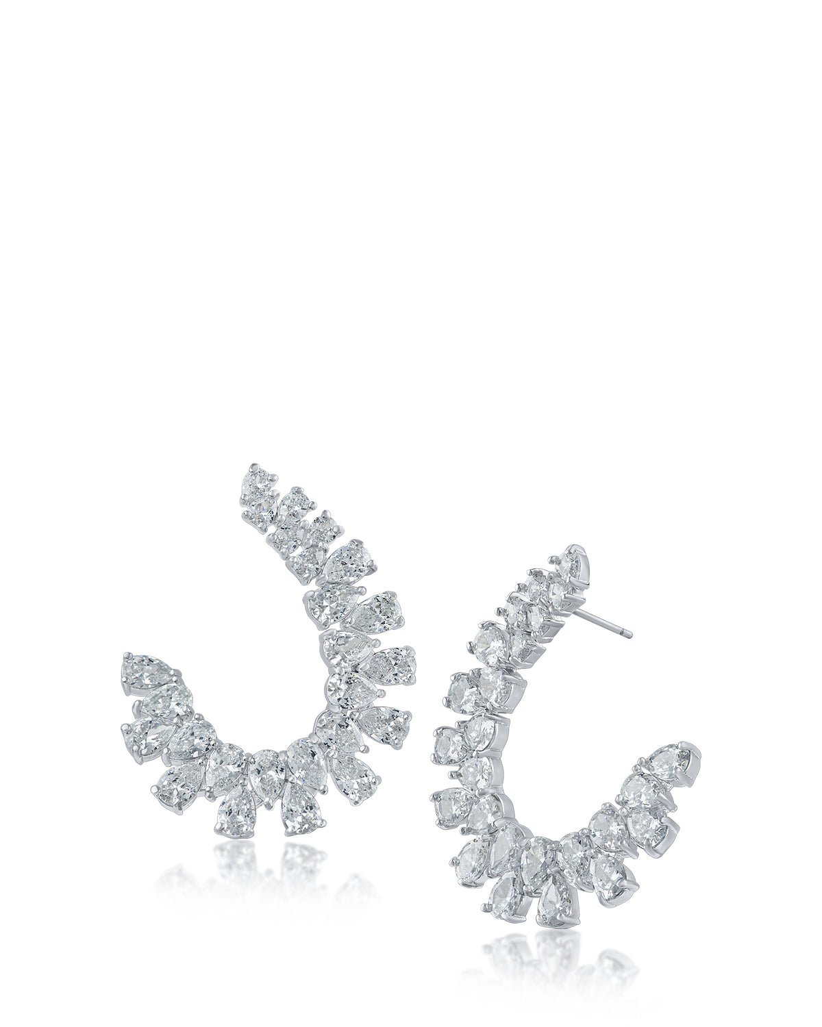 Round and Pear Curved Drop Earrings