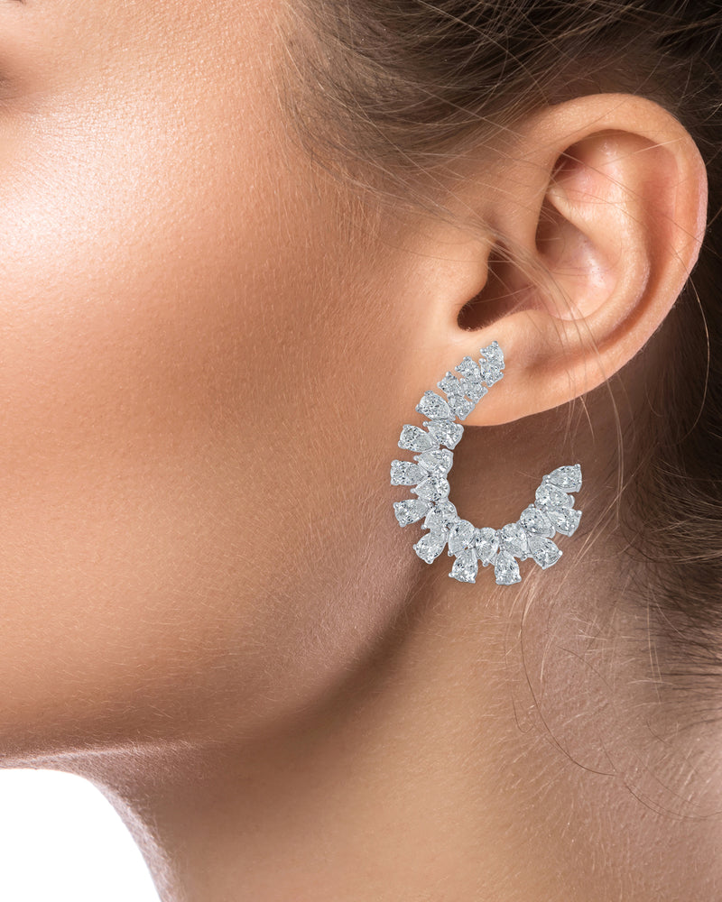 Round and Pear Curved Drop Earrings