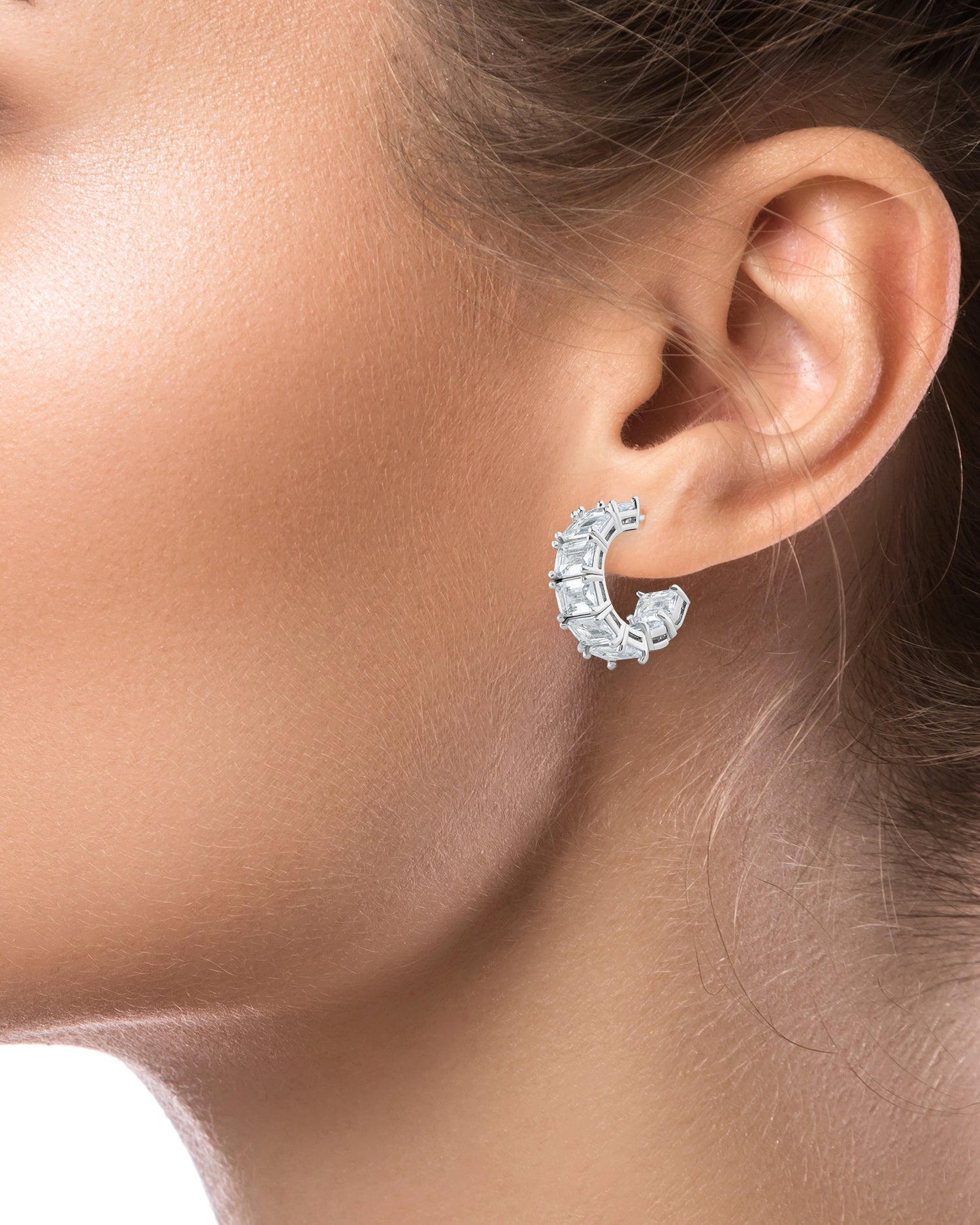 Emerald CZ Huggie Earrings