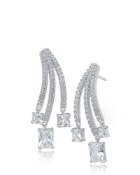 Triple Strand Princess CZ Drop Earrings