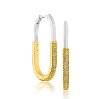 Half Pave Oval Hoop Earrings