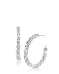 Oval Bezel Set Hoop Earrings