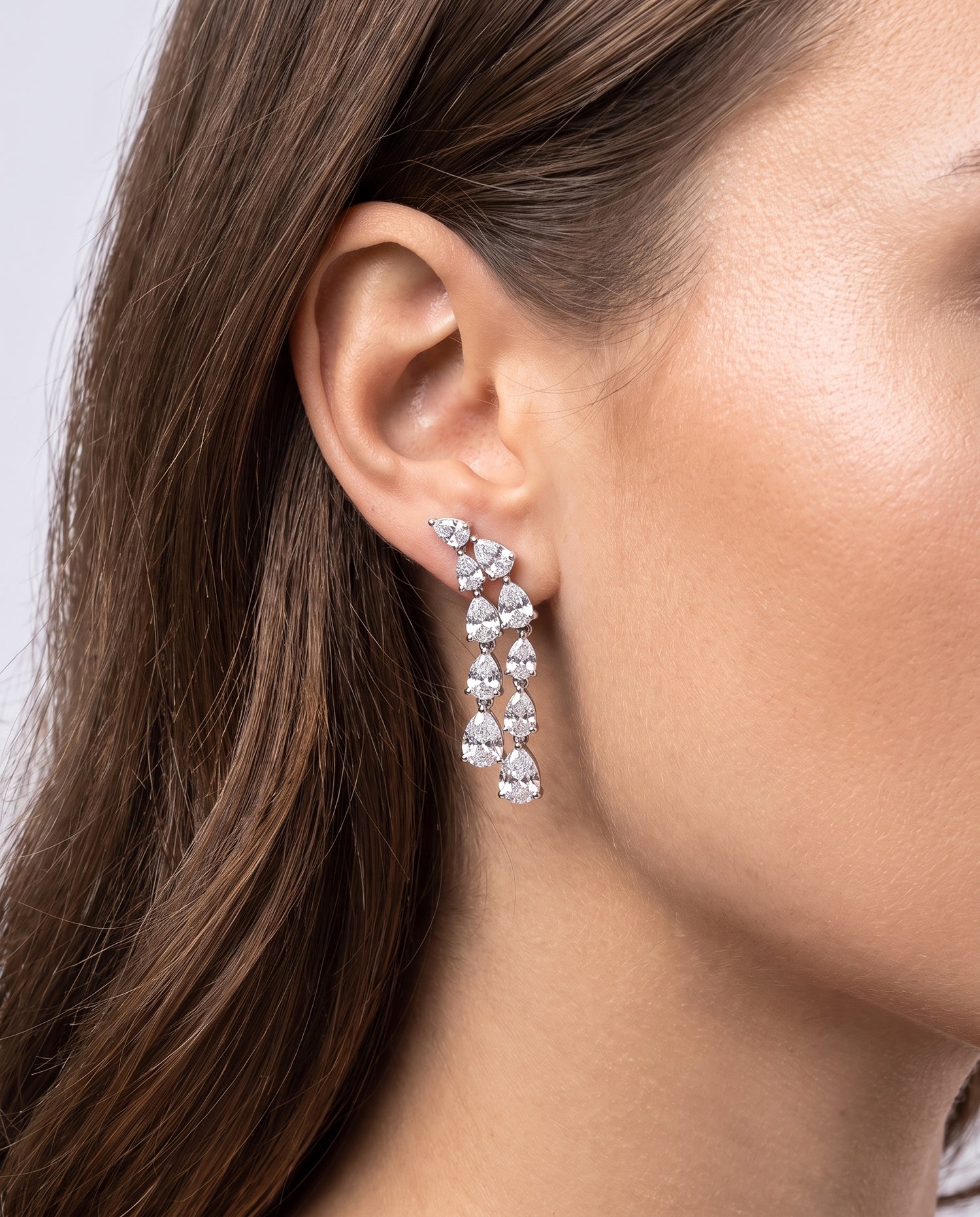 Double Pear Waterfall Earrings
