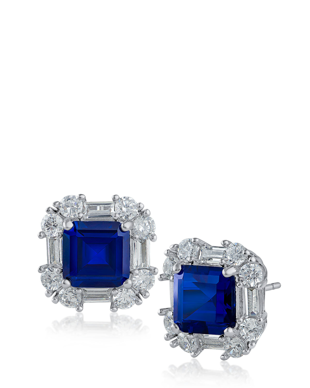 Asscher CZ Button Earrings